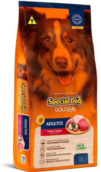 Ração Special Dog Gold Life Carne e Frango para Cães Adultos - 20kg